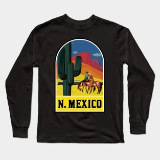 VINTAGE NEW MEXICO TRAVEL SANTA FE COWBOY SAGUARO TAOS ALBUQUERQUE Long Sleeve T-Shirt